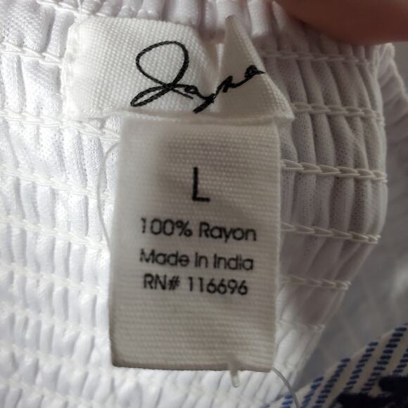 Japna Blue & white Striped wide leg eembrooired jumper Size Large - Picture 8 of 10